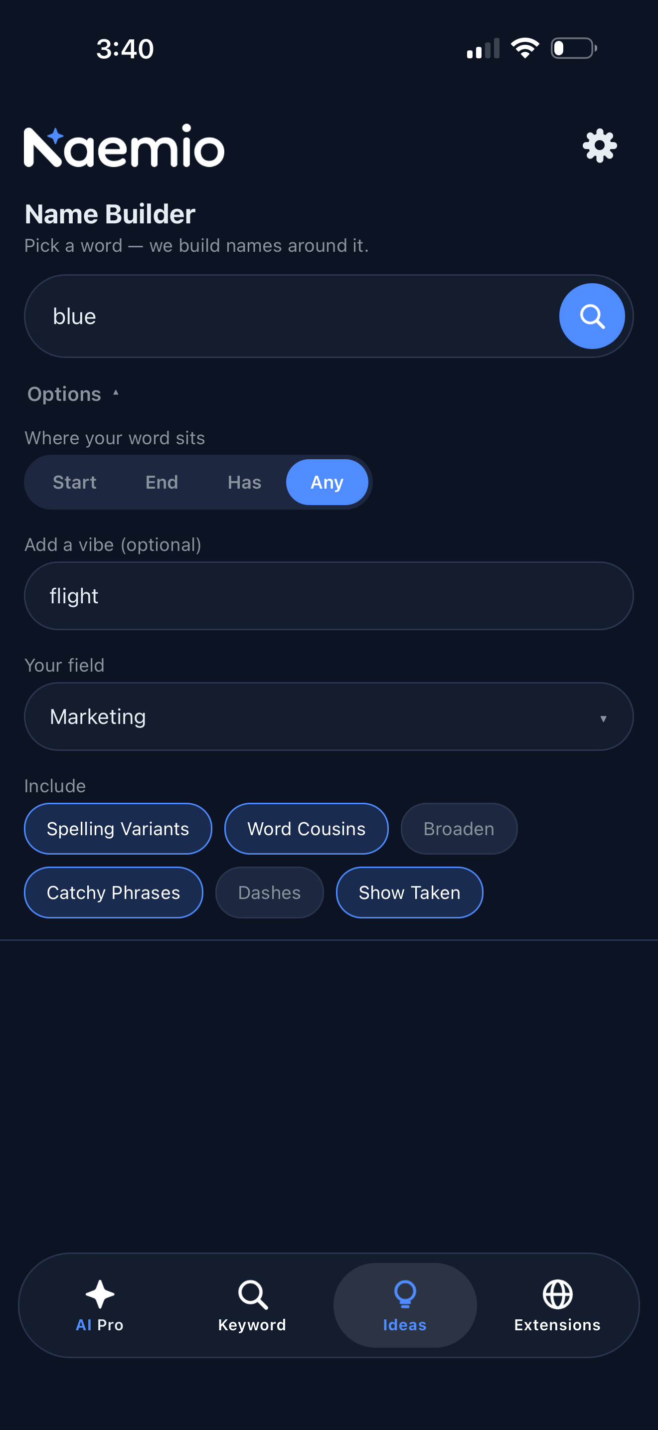 Ideas name builder